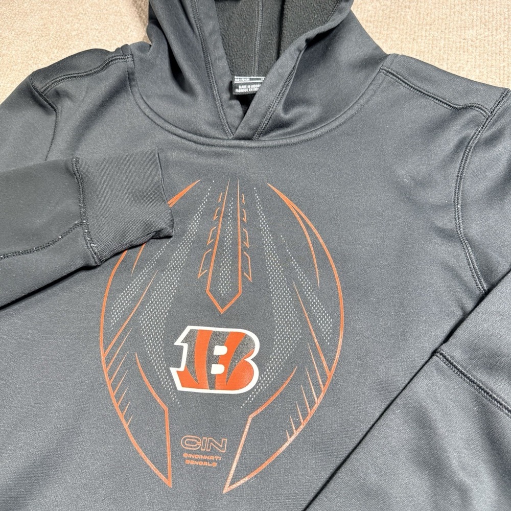 Nike Cincinnati Bengals Hoodie Youth Large 14/16 Black NFL Pullover Sweatshirt L - Picture 2 of 12